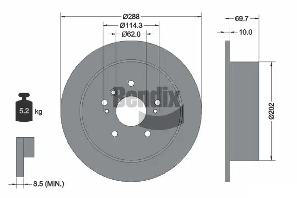 Bremsscheibe Hinterachse BENDIX Braking BDS1807