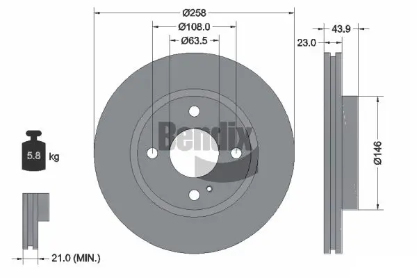 Bremsscheibe Vorderachse BENDIX Braking BDS1023HC