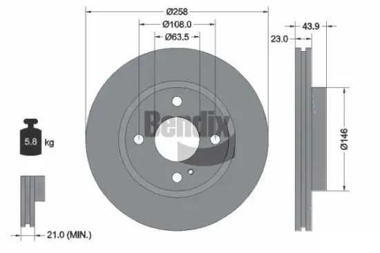 Bremsscheibe Vorderachse BENDIX Braking BDS1023HC Bild Bremsscheibe Vorderachse BENDIX Braking BDS1023HC