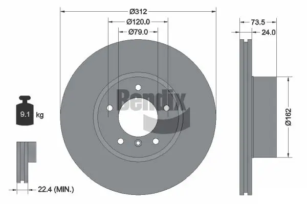 Bremsscheibe Vorderachse BENDIX Braking BDS1084HC