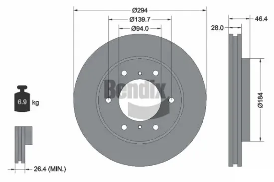 Bremsscheibe Vorderachse BENDIX Braking BDS1273HC Bild Bremsscheibe Vorderachse BENDIX Braking BDS1273HC