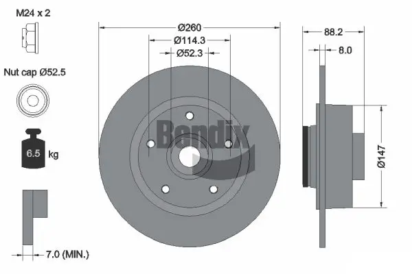 Bremsscheibe Hinterachse BENDIX Braking BDS1117
