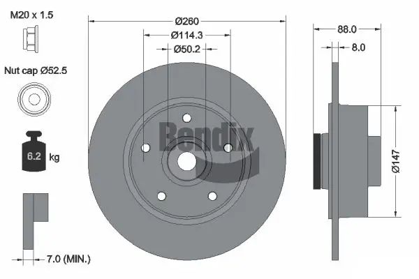 Bremsscheibe Hinterachse BENDIX Braking BDS1160
