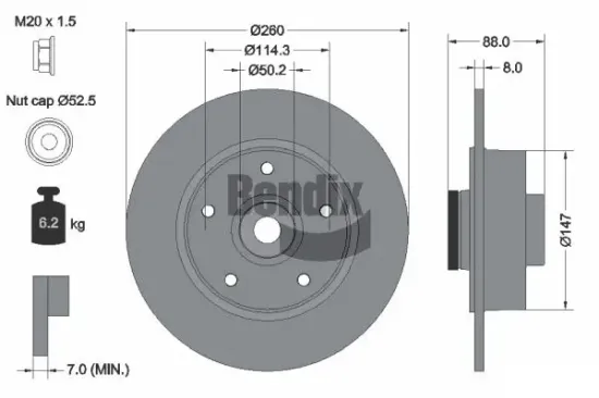 Bremsscheibe Hinterachse BENDIX Braking BDS1160 Bild Bremsscheibe Hinterachse BENDIX Braking BDS1160