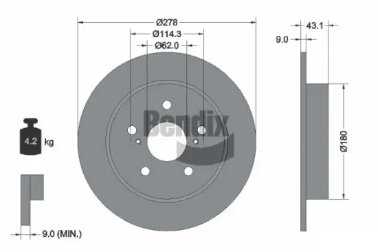 Bremsscheibe Hinterachse BENDIX Braking BDS1843 Bild Bremsscheibe Hinterachse BENDIX Braking BDS1843