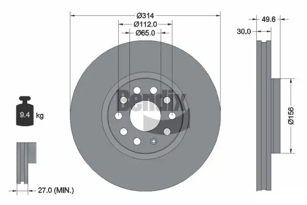 Bremsscheibe Vorderachse BENDIX Braking BDS1283HC