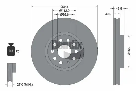 Bremsscheibe Vorderachse BENDIX Braking BDS1283HC Bild Bremsscheibe Vorderachse BENDIX Braking BDS1283HC