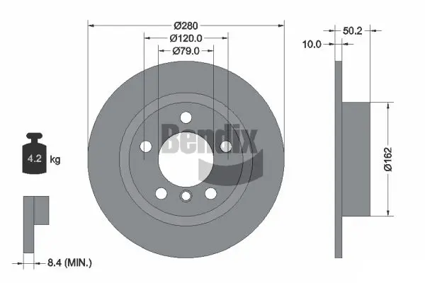 Bremsscheibe Hinterachse BENDIX Braking BDS1386