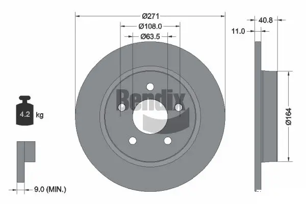Bremsscheibe Hinterachse BENDIX Braking BDS1292