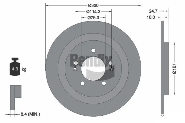 Bremsscheibe Hinterachse BENDIX Braking BDS1926