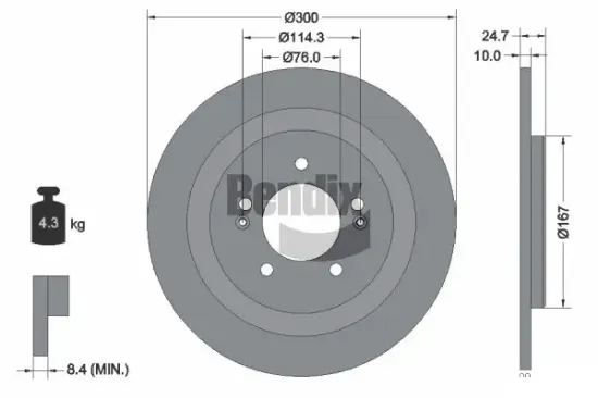 Bremsscheibe Hinterachse BENDIX Braking BDS1926 Bild Bremsscheibe Hinterachse BENDIX Braking BDS1926