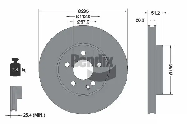 Bremsscheibe Vorderachse BENDIX Braking BDS1180HC
