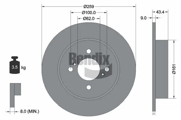 Bremsscheibe Hinterachse BENDIX Braking BDS2124