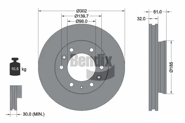 Bremsscheibe Vorderachse BENDIX Braking BDS1402