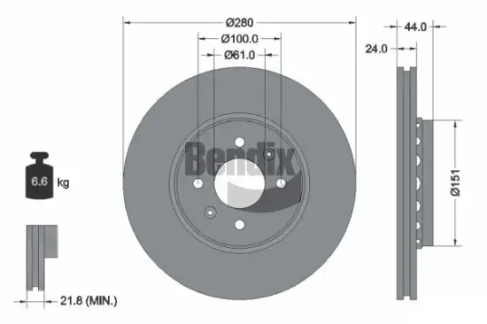 Bremsscheibe Vorderachse BENDIX Braking BDS1012 Bild Bremsscheibe Vorderachse BENDIX Braking BDS1012