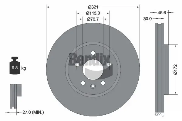Bremsscheibe Vorderachse BENDIX Braking BDS1299HC