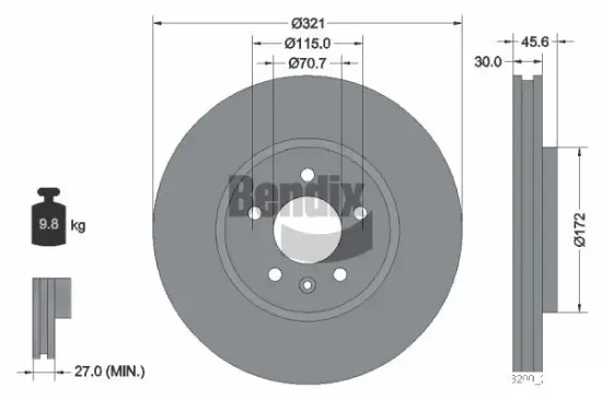 Bremsscheibe Vorderachse BENDIX Braking BDS1299HC Bild Bremsscheibe Vorderachse BENDIX Braking BDS1299HC