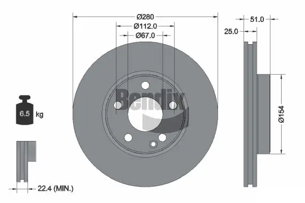 Bremsscheibe Vorderachse BENDIX Braking BDS1120HC