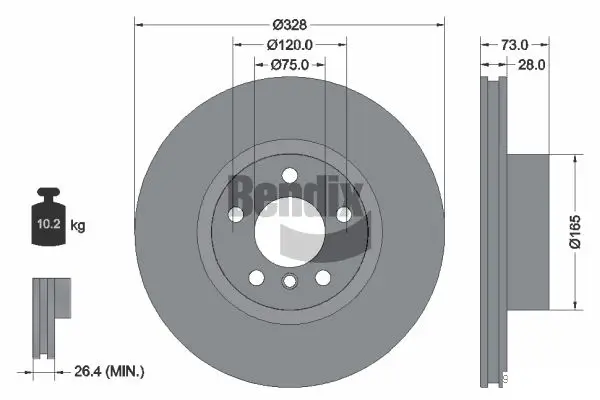 Bremsscheibe Vorderachse BENDIX Braking BDS1224HC