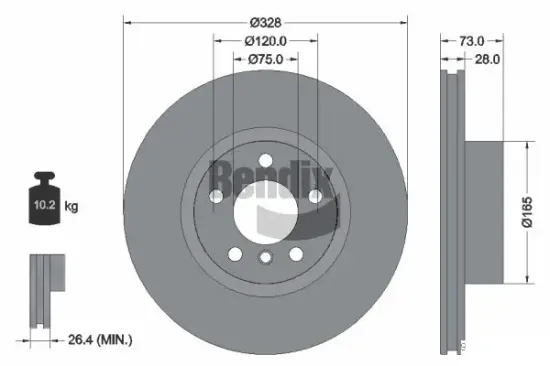 Bremsscheibe Vorderachse BENDIX Braking BDS1224HC Bild Bremsscheibe Vorderachse BENDIX Braking BDS1224HC
