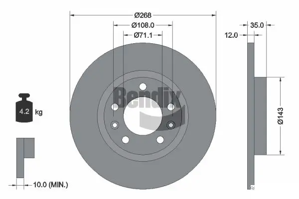 Bremsscheibe Hinterachse BENDIX Braking BDS1122