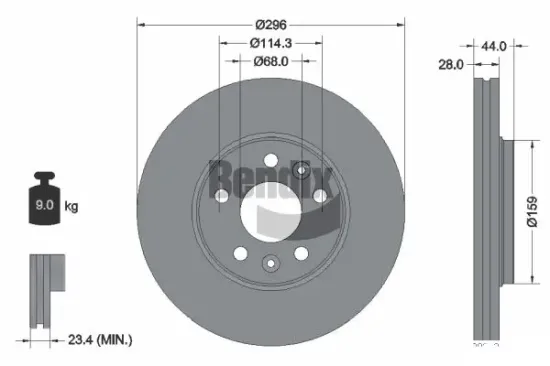 Bremsscheibe Vorderachse BENDIX Braking BDS1026 Bild Bremsscheibe Vorderachse BENDIX Braking BDS1026