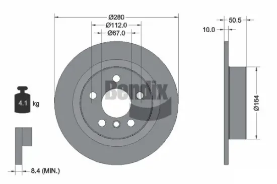 Bremsscheibe Hinterachse BENDIX Braking BDS1374 Bild Bremsscheibe Hinterachse BENDIX Braking BDS1374