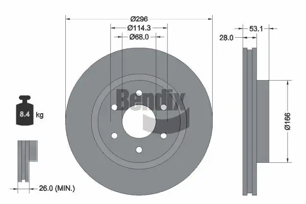 Bremsscheibe Vorderachse BENDIX Braking BDS1536