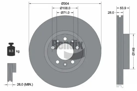 Bremsscheibe Vorderachse BENDIX Braking BDS1172 Bild Bremsscheibe Vorderachse BENDIX Braking BDS1172