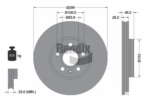 Bremsscheibe Vorderachse BENDIX Braking BDS2069HC