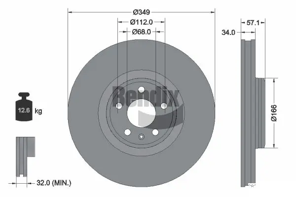 Bremsscheibe Vorderachse BENDIX Braking BDS2197HC
