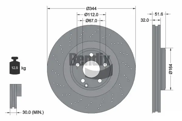 Bremsscheibe Vorderachse BENDIX Braking BDS1537HC
