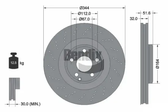 Bremsscheibe Vorderachse BENDIX Braking BDS1537HC Bild Bremsscheibe Vorderachse BENDIX Braking BDS1537HC