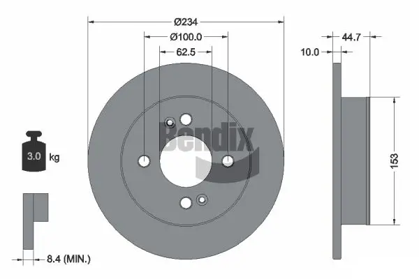 Bremsscheibe Hinterachse BENDIX Braking BDS1555
