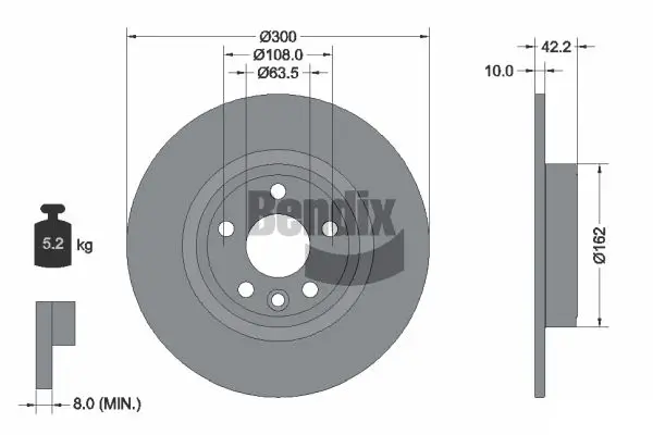Bremsscheibe Hinterachse BENDIX Braking BDS1572
