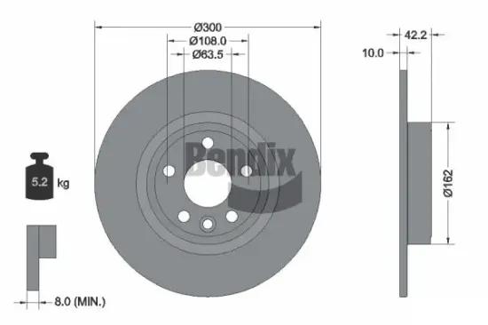 Bremsscheibe Hinterachse BENDIX Braking BDS1572 Bild Bremsscheibe Hinterachse BENDIX Braking BDS1572