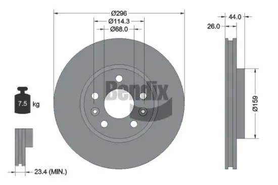 Bremsscheibe Vorderachse BENDIX Braking BDS1538 Bild Bremsscheibe Vorderachse BENDIX Braking BDS1538