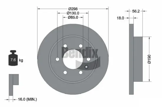 Bremsscheibe Hinterachse BENDIX Braking BDS1583 Bild Bremsscheibe Hinterachse BENDIX Braking BDS1583