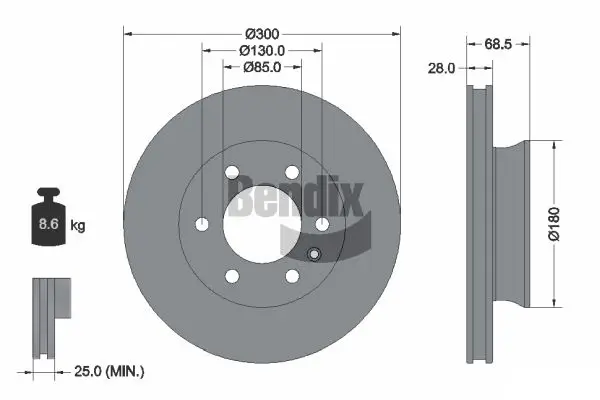 Bremsscheibe Vorderachse BENDIX Braking BDS1585