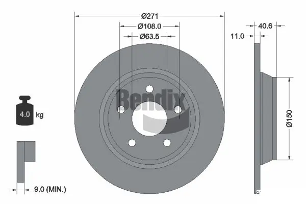 Bremsscheibe Hinterachse BENDIX Braking BDS1590