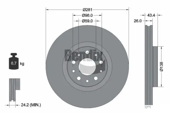 Bremsscheibe Vorderachse BENDIX Braking BDS2115 Bild Bremsscheibe Vorderachse BENDIX Braking BDS2115