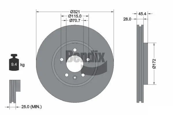 Bremsscheibe Vorderachse BENDIX Braking BDS2030HC