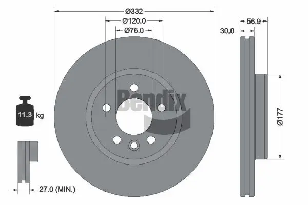Bremsscheibe Vorderachse BENDIX Braking BDS2162HC
