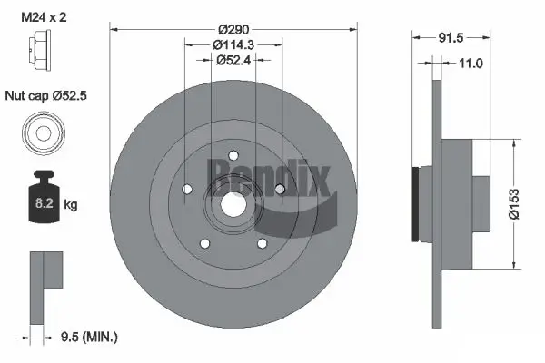Bremsscheibe Hinterachse BENDIX Braking BDS2234