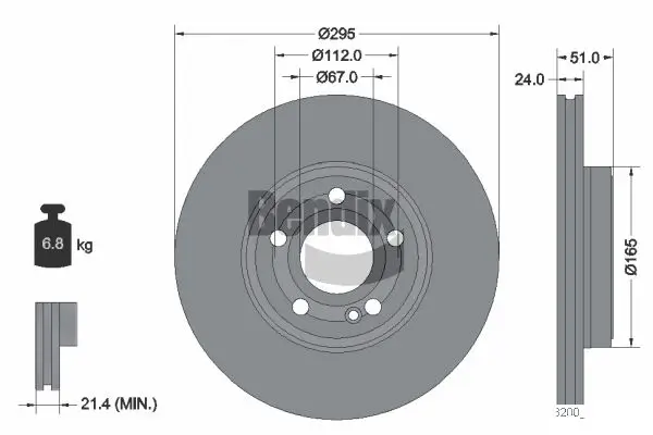 Bremsscheibe Vorderachse BENDIX Braking BDS2086HC