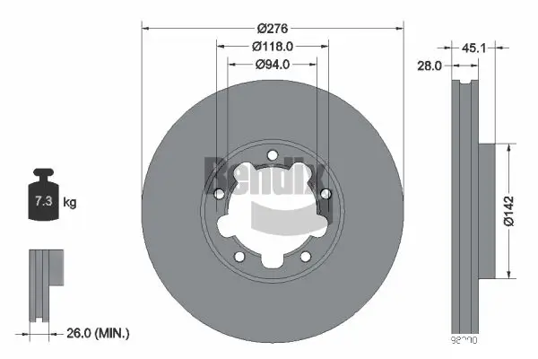 Bremsscheibe BENDIX Braking BDS2214