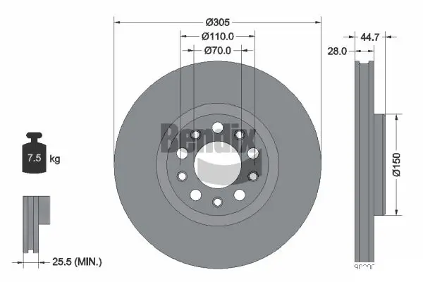 Bremsscheibe Vorderachse BENDIX Braking BDS2257HC