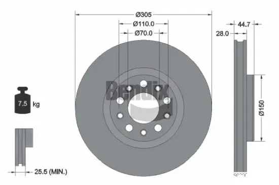 Bremsscheibe Vorderachse BENDIX Braking BDS2257HC Bild Bremsscheibe Vorderachse BENDIX Braking BDS2257HC