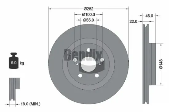 Bremsscheibe Vorderachse BENDIX Braking BDS2270 Bild Bremsscheibe Vorderachse BENDIX Braking BDS2270
