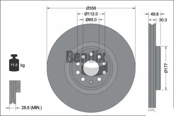 Bremsscheibe Vorderachse BENDIX Braking BDS2288HC